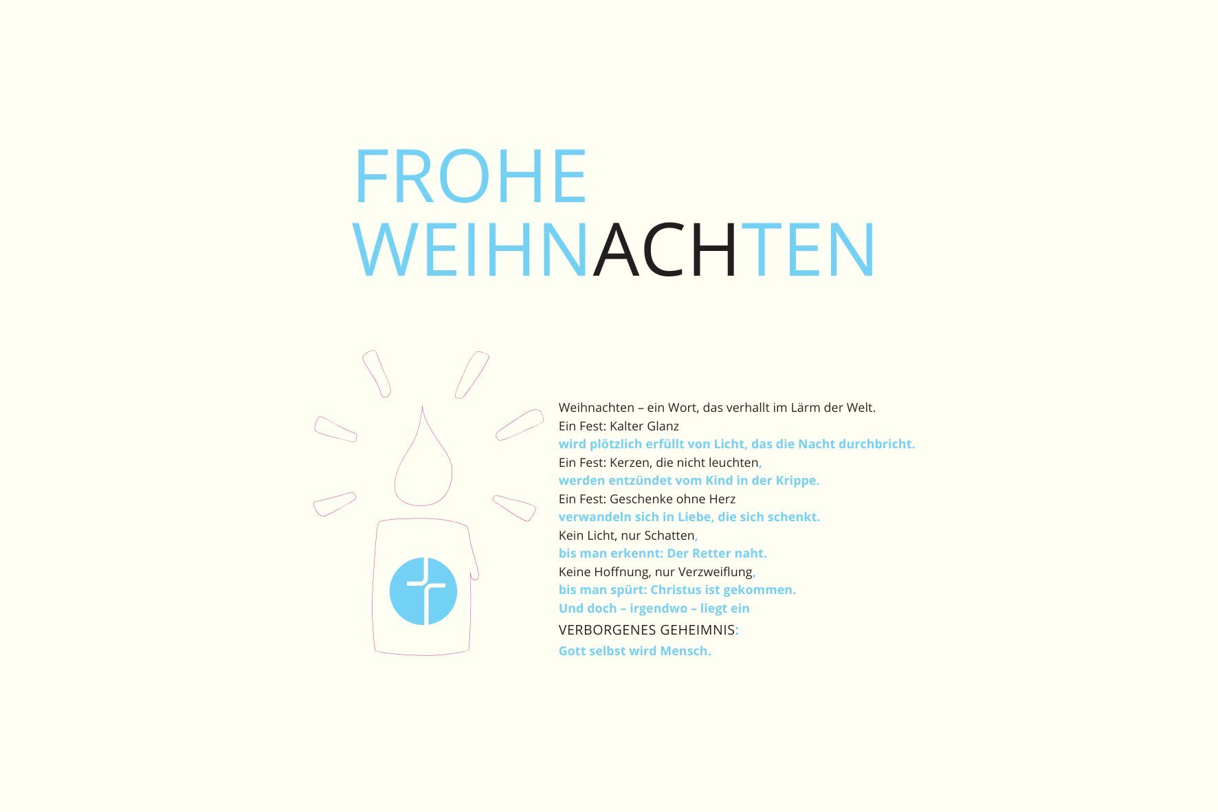 Weihnachtskarte mit Kerze und Gedicht, Schulwerk der Diözese Augsburg